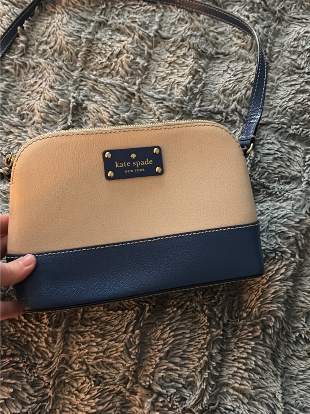 kate spade Beige and Navy Leather Crossbody